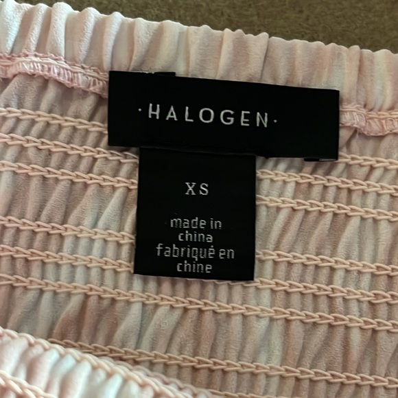 NEW HALOGEN Variegated Smocked Long
Puff Sleeve Blouse in Pink/White - Size XS - Picture 7 of 9